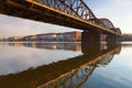 Old iron railway bridge in Prague,Czech Republic. Royalty Free Stock Photo